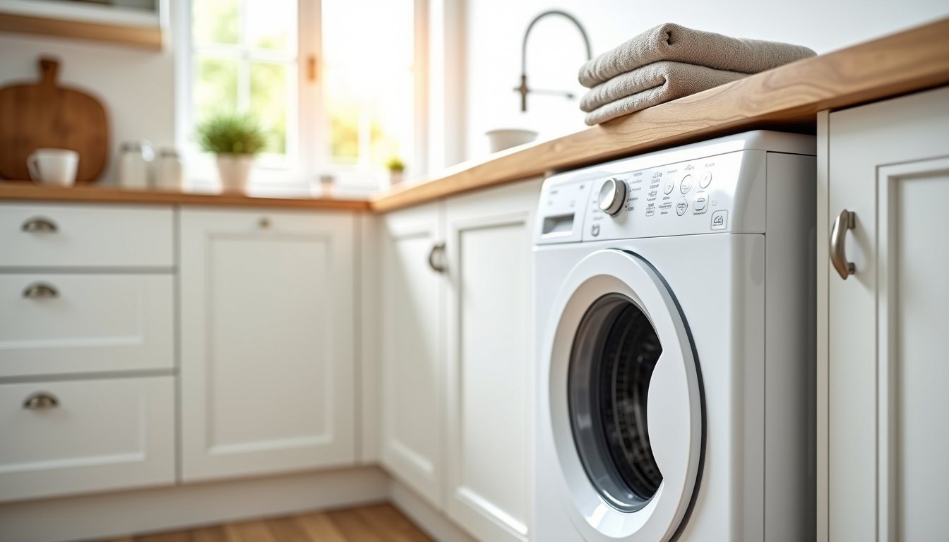 Washing machine in a kitchen