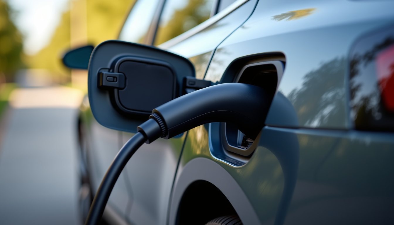 Electric car being charged