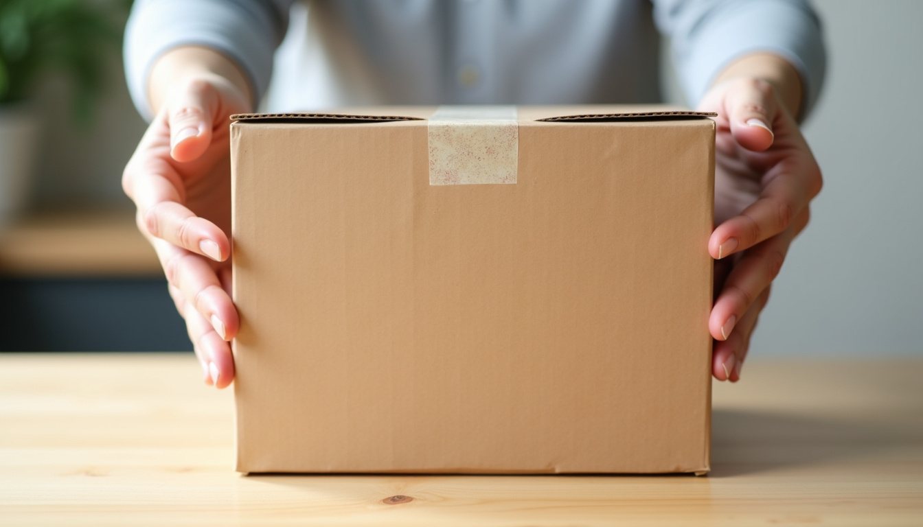 Box on a wooden counter